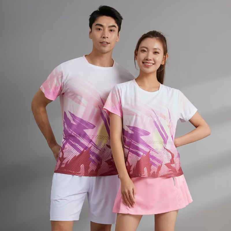 Table Tennis Jersey Design - 남녀공용 탁구 저지, 반팔 스포츠 티셔츠,