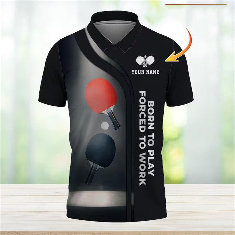 Table Tennis Name - 남성용 맞춤형 이름 핑퐁 폴로 셔츠,
