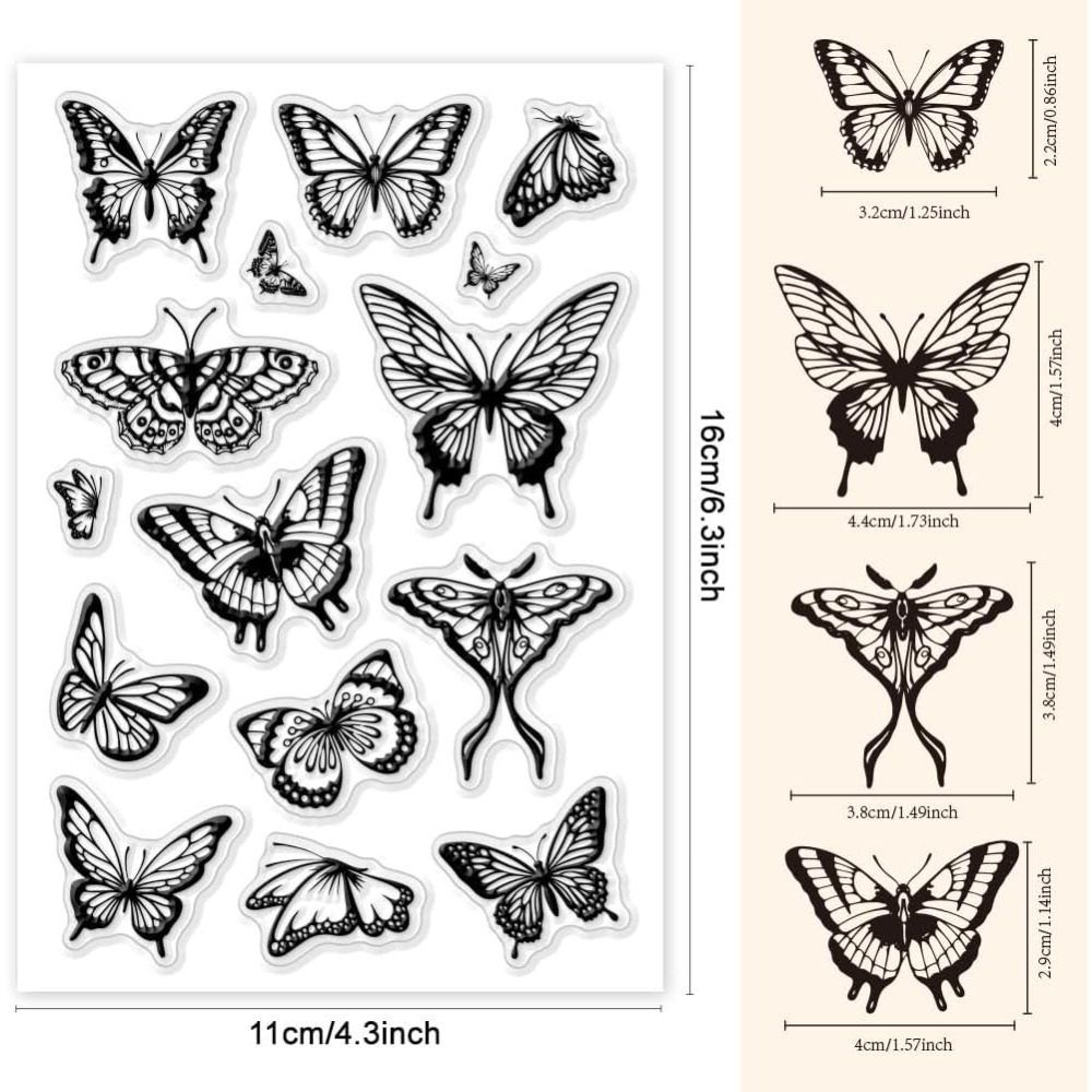 Butterfly Rubber Sheet - 카드 제작을 위한 1장의 투명 스탬프