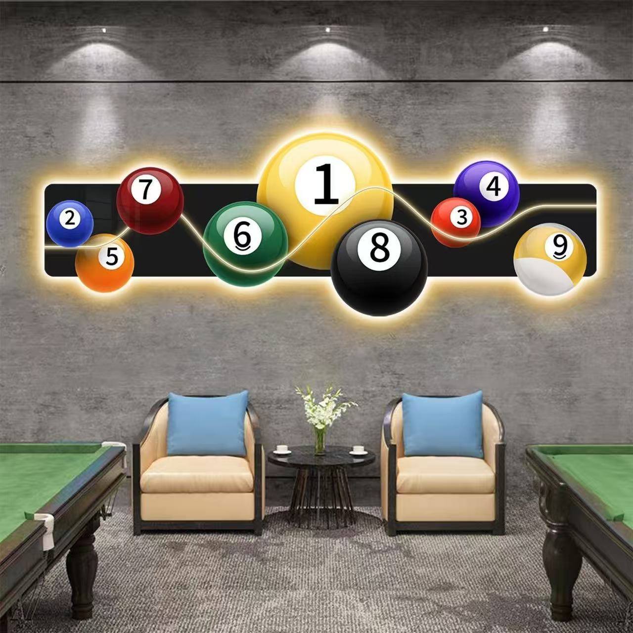 당구장 장식 그림 LED 발광 탁구장 검정 8 배경 벽 - Hall Table Tennis 리뷰 및 가격