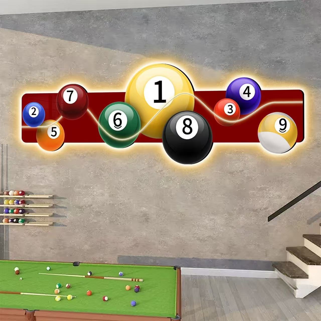 당구장 장식 그림 LED 발광 탁구장 검정 8 배경 벽 - Hall Table Tennis 리뷰 및 가격